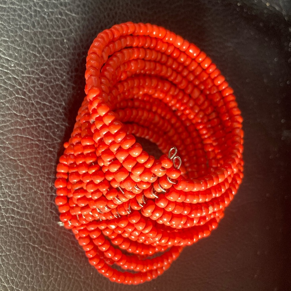 About Color Coral Beaded Stretch Cuff Bracelet